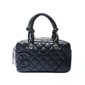 CHANEL 10 series 2005-2006 Small Cambon Line Boston Bag/Mini Handbag in Black